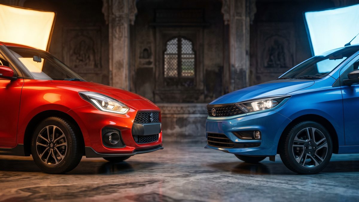 Maruti Swift compared with the Tata Tiago hatchback